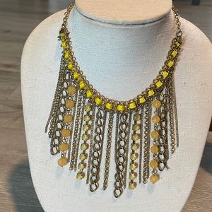Gold and yellow dangling chain with crystals #78